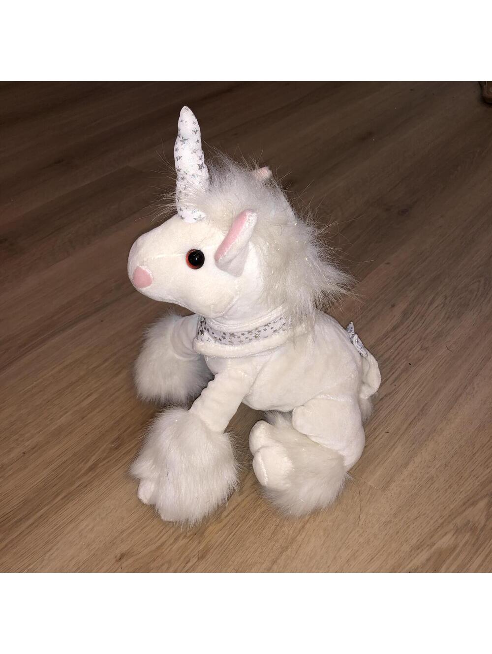 ANIMAL ALLEY 2000 VINTAGE UNICORN WHITE PINK SPARKLE PLUSH TOYS R US RARE